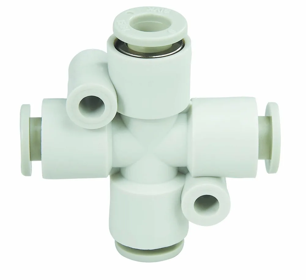 

Free shipping Quality pneumatic part fittings Cross air hose connector for PU pipe/Nylon pipe application brand connector