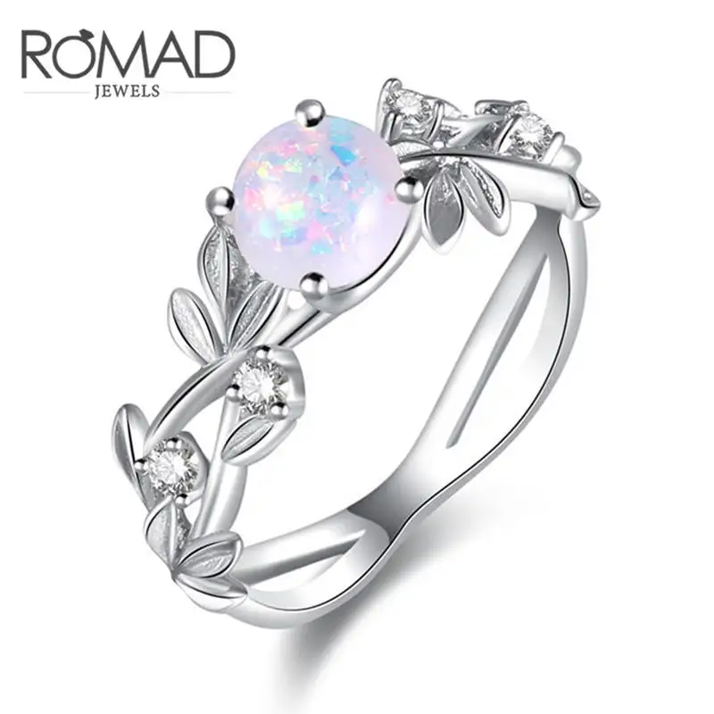 

ROMAD Flower Finger Rings Stainless Steel Rings for Women Opal Crystal Middle Ring Fashion Jewelry Wholesale Dropship R4