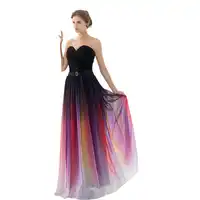 SHAMAI New Gradient Colorful Sexy Dresses Ombre Chiffon Prom Dress Evening Dress Strapless Pleats Women Formal Occasion Dress
