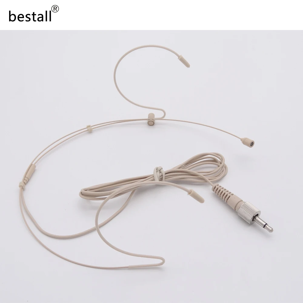 

bestall 3.5 mm Stereo Plug Head Worn Double Earhook Headset Microphone Head-Mounted Mic For Shure Wireless BodyPack Transmitte