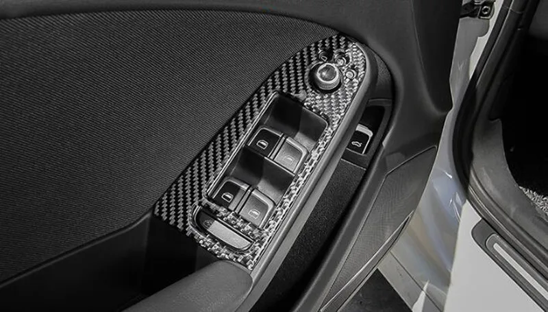 Оконное стекло Автомобиля подъемные кнопки панели отделка для Audi A4 B8 2009- LHD углеродного волокна авто двери подлокотник украшения наклейки