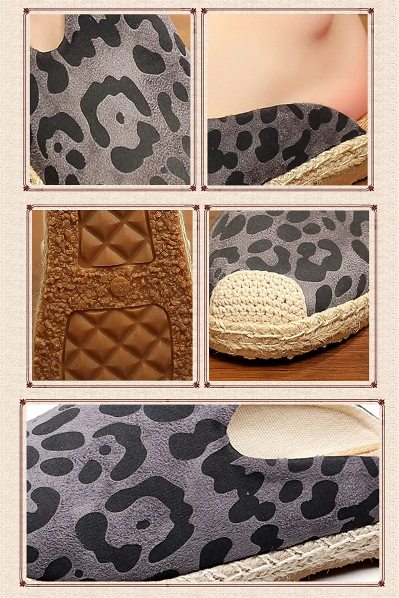 Lady Slippers2019 New Summer Sexy Casual Mules Shoes Round Toe Canvas Leopard Slides Footwear Slip on Fisherman Woman Espadrille (29)