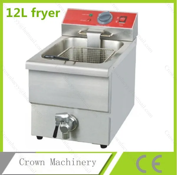 

Luxury type single tank 12L commercial electric deep fryers with oil Faucet