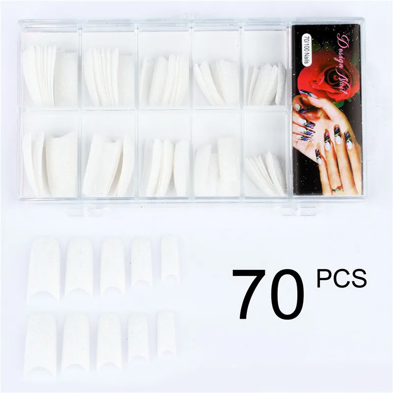 

Perfect Summer 70pcs False Nail Tips Glitter White Wide Acrylic Nail Art Tips Hot Sale Nail Tips Fake Nail