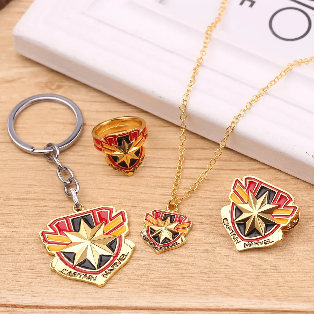 

Avengers 4 Captain Marvel Necklace Gold Color Star Pendant Chain Movie Cosplay Jewelry