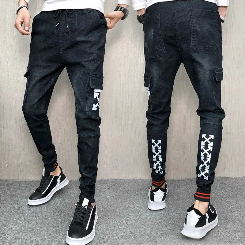 New stretch jeans, men's and Korean versions body trim leggings social spirits boys pants students leggings jeans men