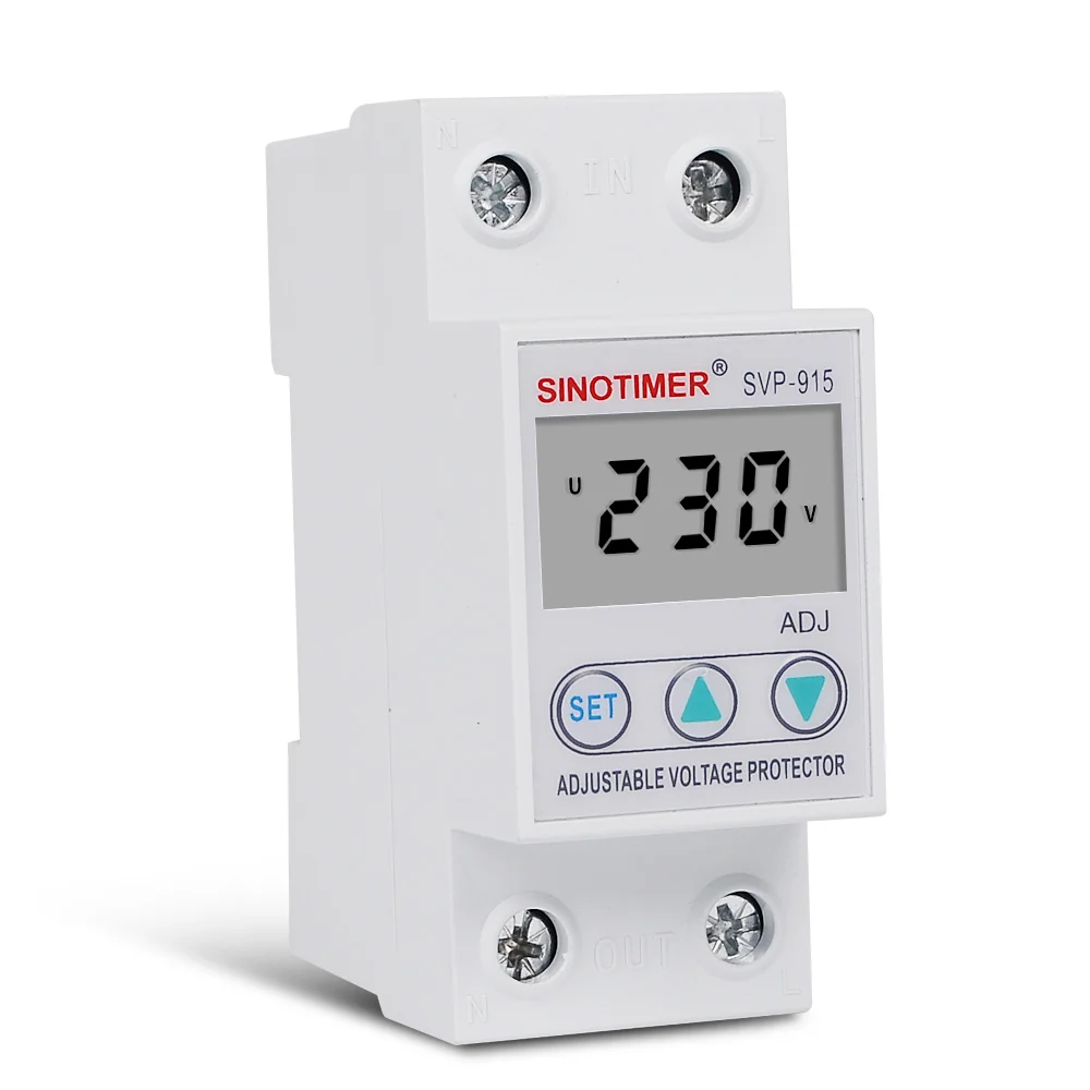 Dispositivo de Proteção contra Surtos Monofásico Trilho Lcd Digital Ajustável Tensão Protetor Automático Reconectar Relé 40a 63a 80a Din 4 Disjuntores