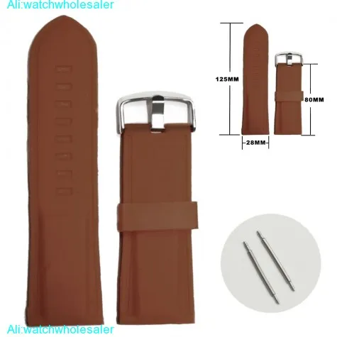 28mm Chocolate Color Silicone Jelly Rubber Unisex Watch Band Straps WB1054J28JB