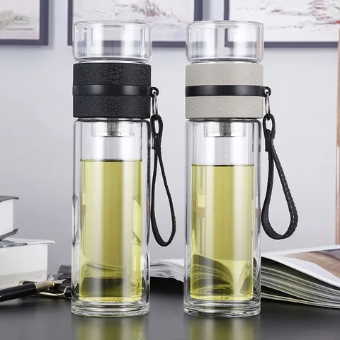 Garrafas de Água de Vidro Vidro para Dink Garrafa de Água de Parede Portátil ao ar Chá com Infusor 500 ml para Dink Dupla Breve St195 Livre