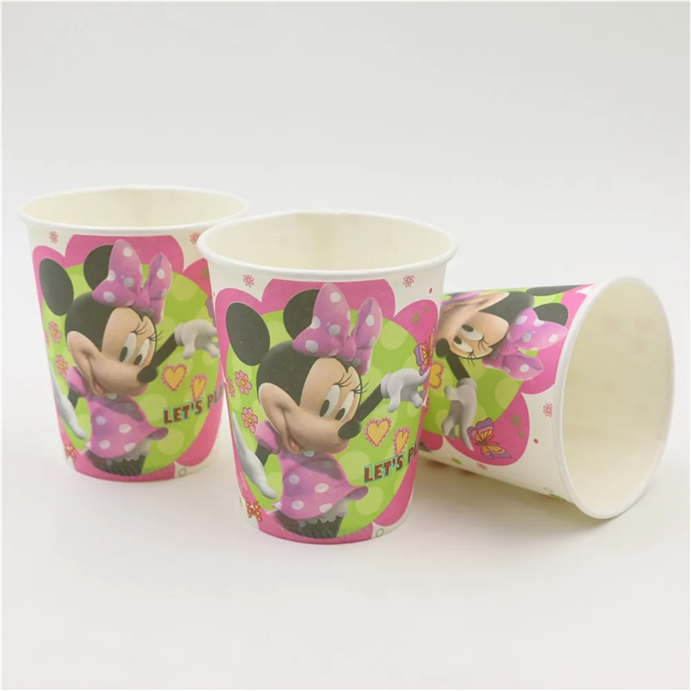Мультяшные девочки дети с днем рождения украшения набор посуды для душа ребенка вечерние предметы для вечеринки, сувениры - Цвет: cups 10pcs