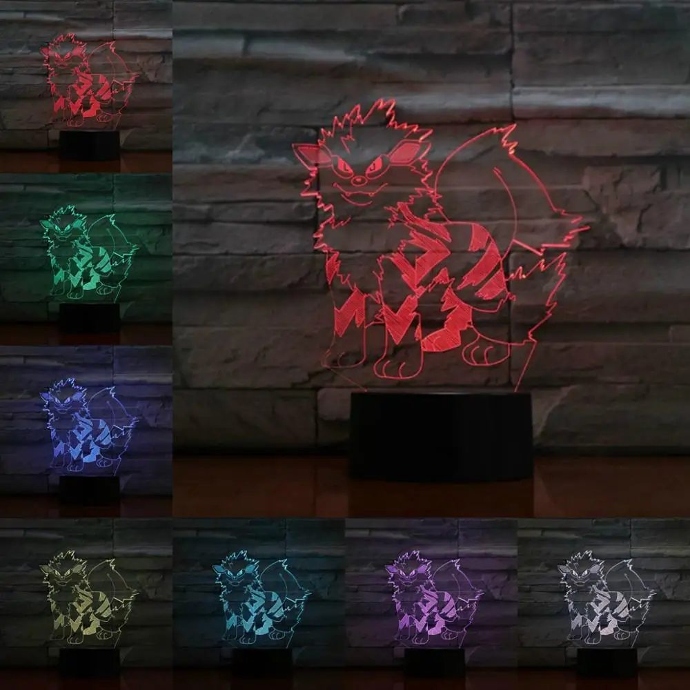 

Cartoon 3D Lamp Pokemon Game Figures Arcanine Dog Night Light USB LED Bulb Multicolor Children's Boy Gift Kid Toy Holiday Gadget