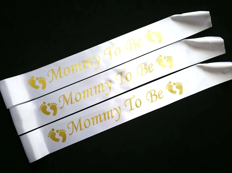 

Hot baby shower etiquette with party belt single-layer white cloth gold print "mommy to be"