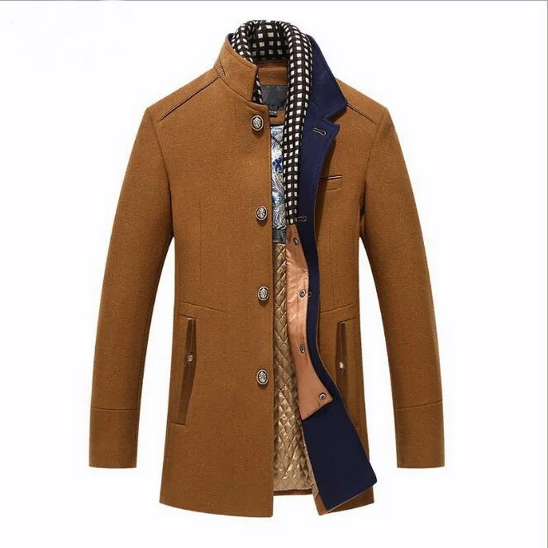 

VXO 2019 Men Wool Blend Coat Autumn Winter Men's Jacket Thick Wool Blend Casual Cashmere Coat Casual Men Overcoat Collar Jacket