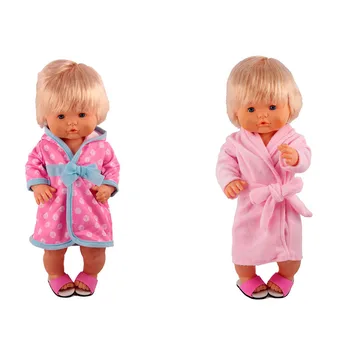 

Doll Clothes Fit 41 cm Nenuco Doll Nenuco y su Hermanita Hooded Bow Night-robe Pink Sleepwear With Slipper for 16inch Nenuco