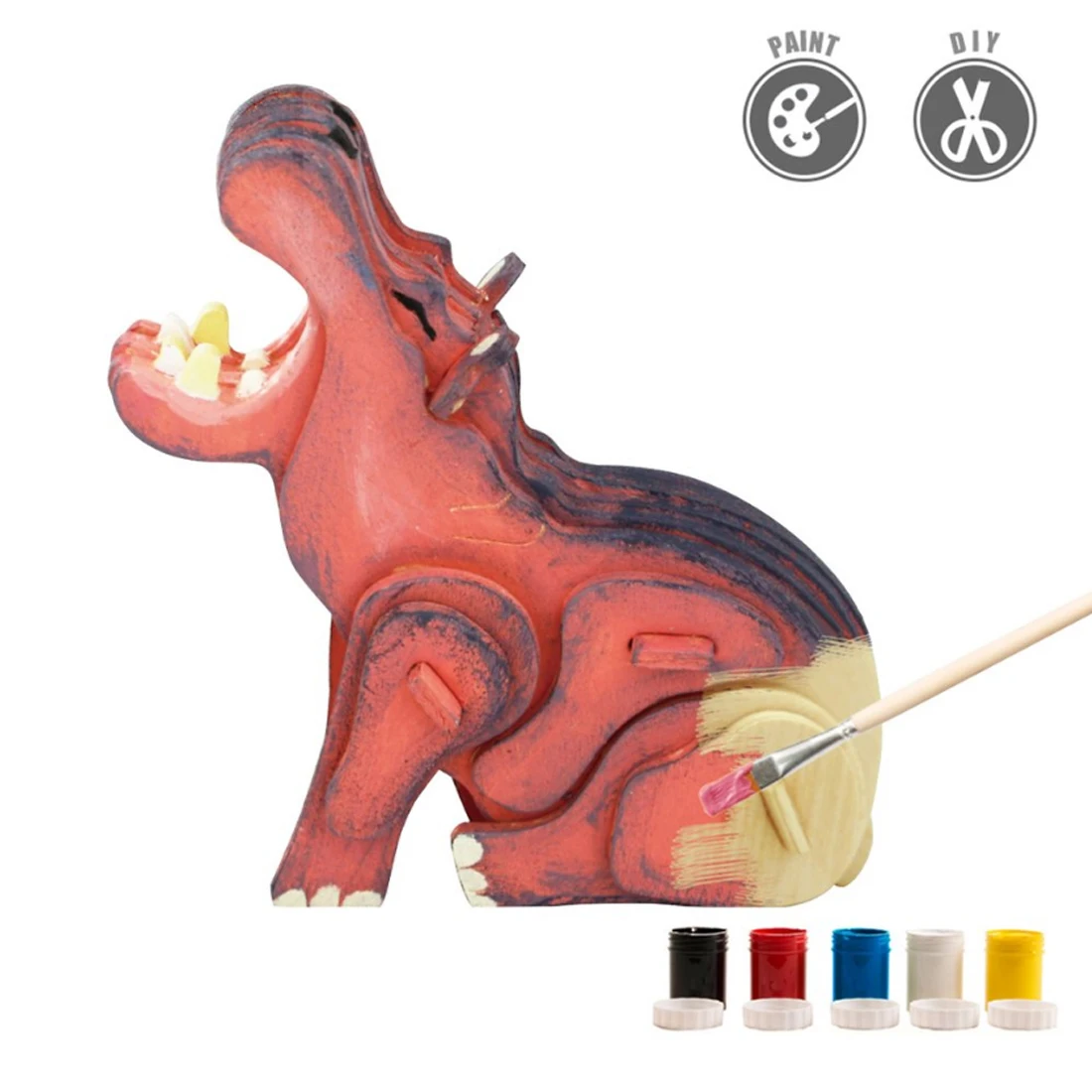В форме бегемота 3D живопись головоломка DIY собрать стволовых игрушки с 5 цвета пигмента
