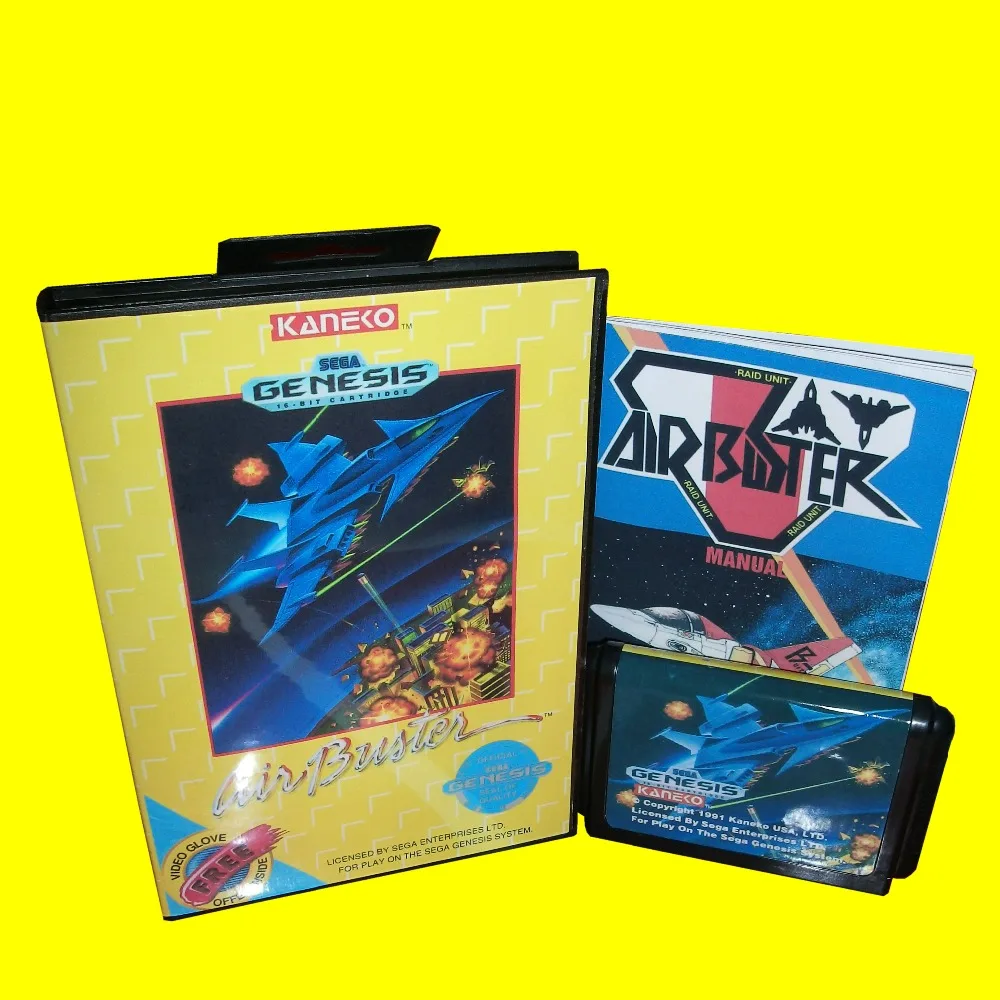 

Air Buster With Box And Manual 16bit MD Game Card For Sega Mega Drive For Genesis