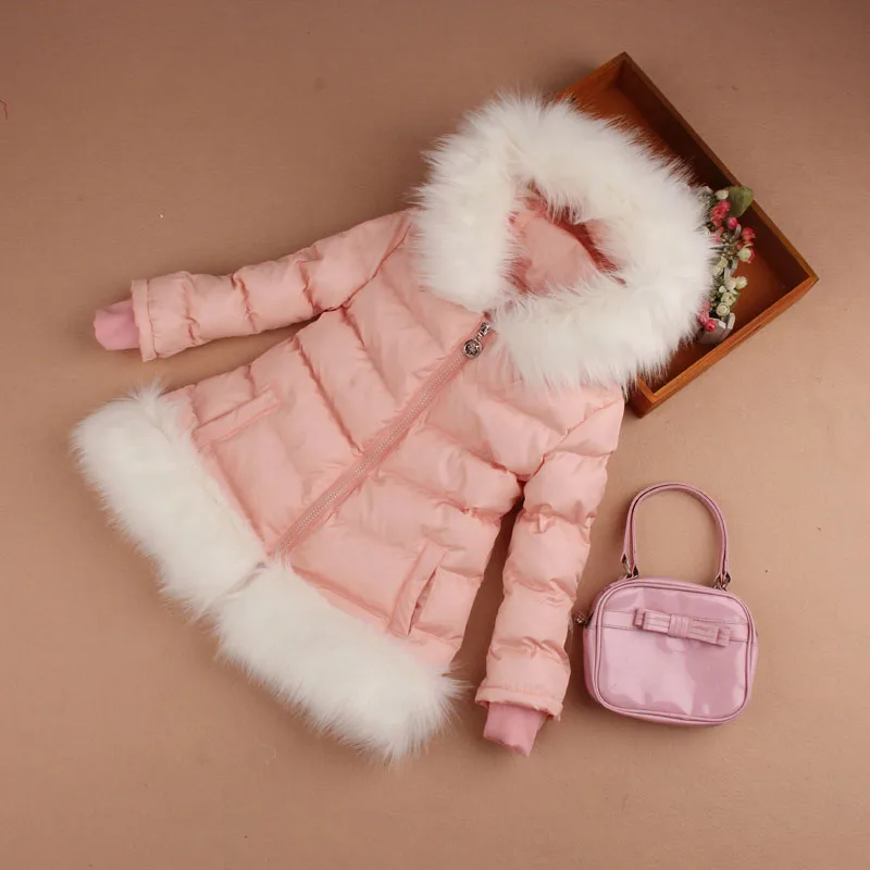 

2016 winter with a hood down cotton-padded jacket wool wadded jacket medium-long cotton-padded jacket girls clothing
