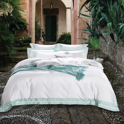 Белый комплект постельного белья из египетского хлопка для отеля, роскошный комплект постельного белья, пододеяльник, простыня, простыня, набор, parure de lit - Цвет: bedding set 5