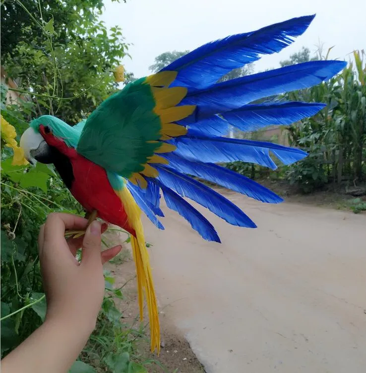 about 32x45cm colourful feathers parrot Handmade model foam&ampfeathers spreading wings prop garden decoration toy w0759 | Игрушки и