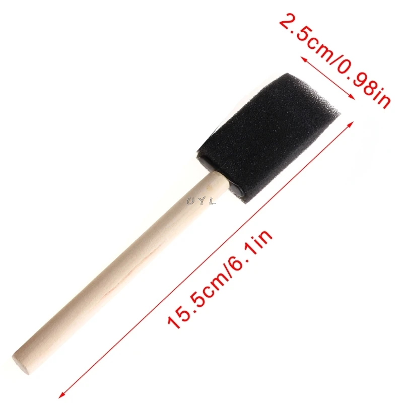 10Pcs Sponge Brush Wooden Handle Watercolor Oil Stain Art Craft Painting Drawing  for kids