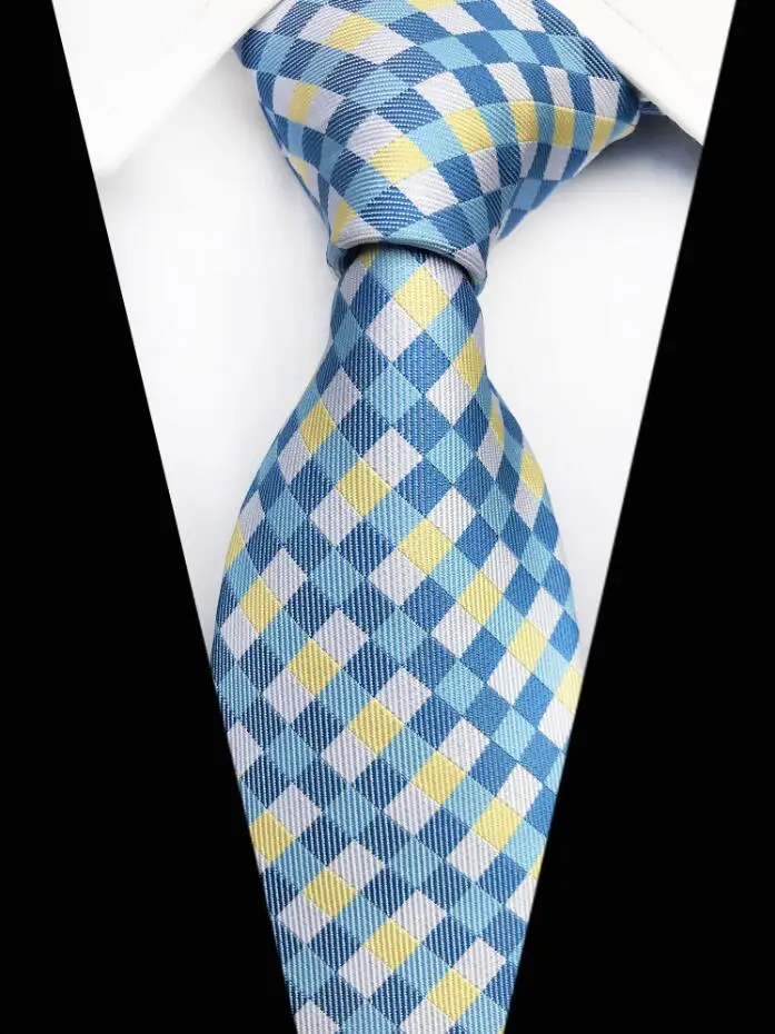 Ricnais качественный цветочный галстук 8 см шелковый галстук клетчатый мужской свадебный галстук ЖАККАРДОВЫЙ тканый формальный галстук Пейсли костюм Деловые Вечерние - Цвет: 07