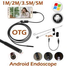 5.5mm Lens Android OTG USB Endoscope Camera 5M 3.5M 2M 1M Smart Android Phone USB Borescope Inspection Snake Tube Camera 6LED