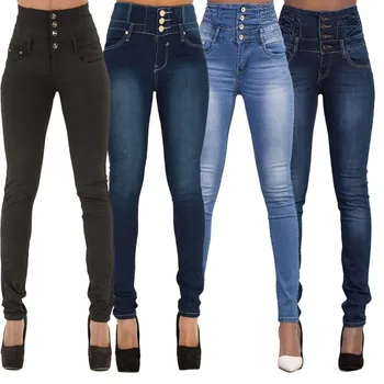 Women Black Jeans Push Up Pencil Denim Pants Ladies Vintage High Waist  Casual Stretch Skinny Mom Jean Slim Femme 1