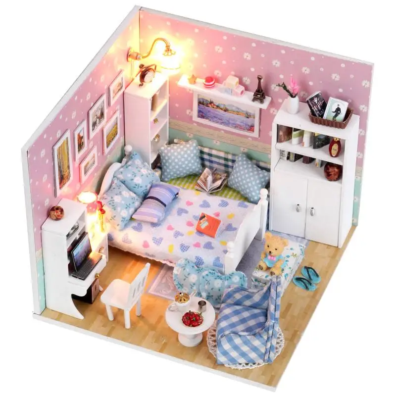 DIY Doll House craft miniatura home decor Wood Doll House home