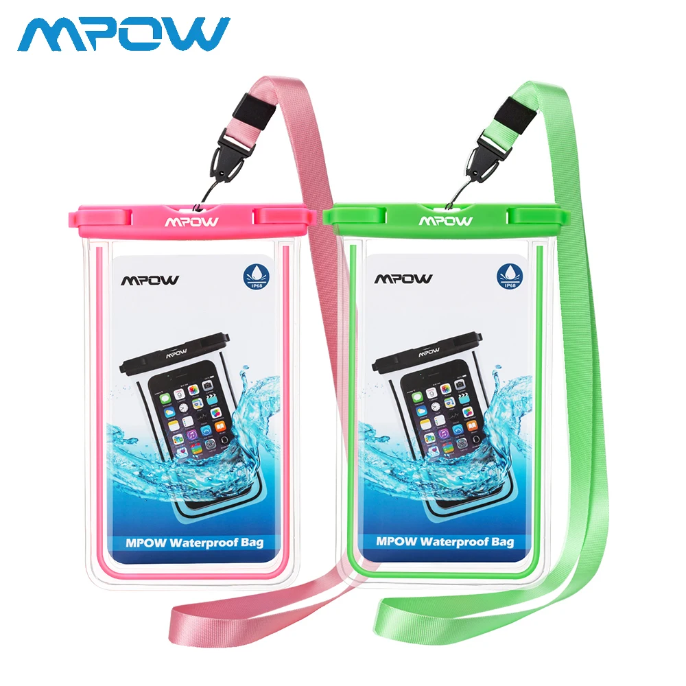 

2PCS Mpow IPX8 Waterproof Cellphone Pouch Dry Bag Underwater Swimming Bag for iPhoneX/ 8/7/6/6s S Phone Pouch for Samsung