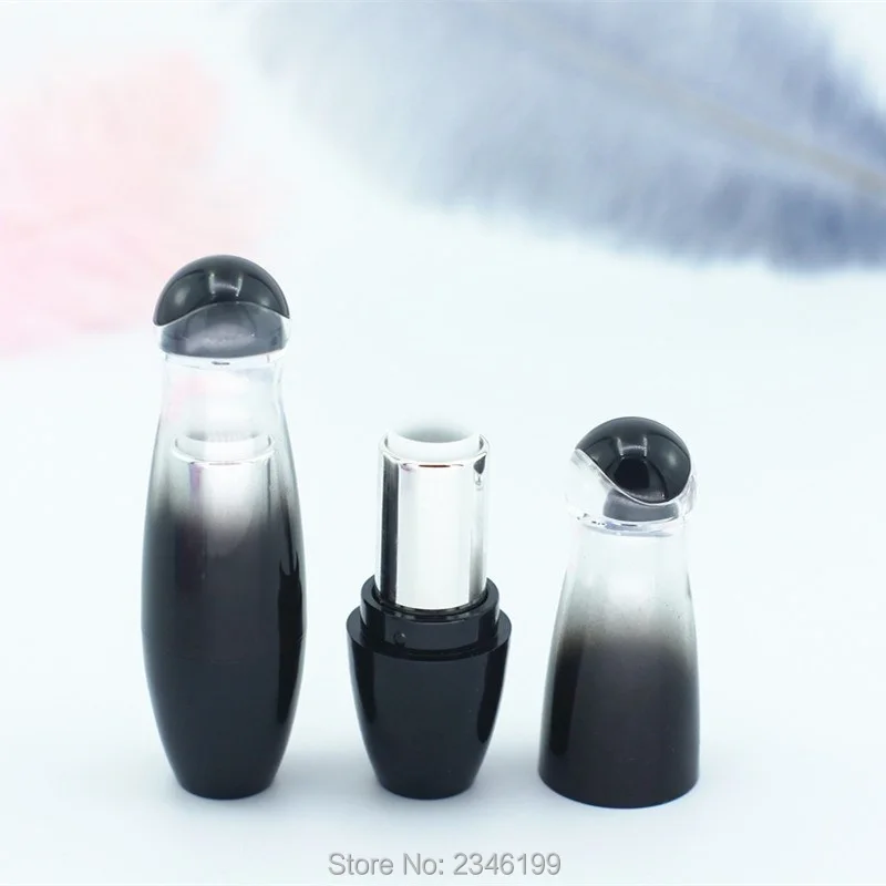 

12.1mm Round Gradual Change Lipstick Tube Cosmetic Packing Container Plastic Lip Balm Tube Black Empty Lip Balm Container 50pcs