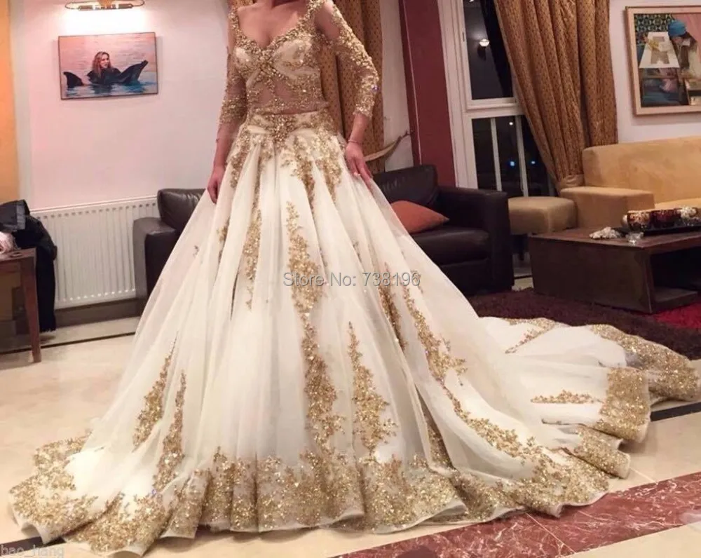 2015-Cinderella-Two-Pieces-Wedding-Dress-Arabic-Ball-Gown-Gold-Lace-Beads-Luxury-V-Neck-3 (2).jpg_.webp