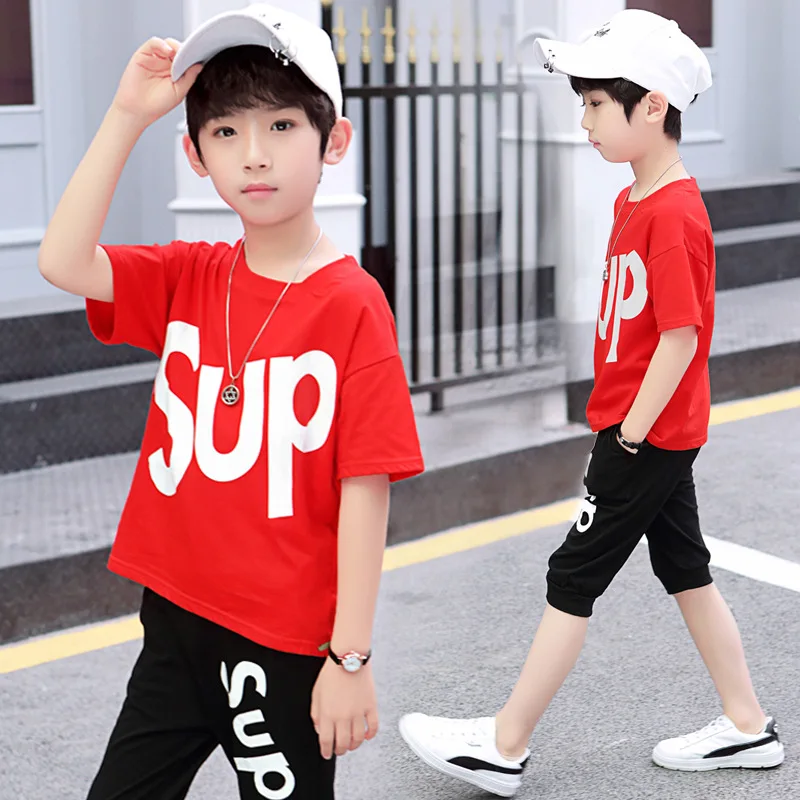 

Boys Sets Summer Sport Suits Big Boys Alphabet Boys Kids Track Sets Black Gray Color 4-12 14 Ages Girls Clothes 10 12 Year