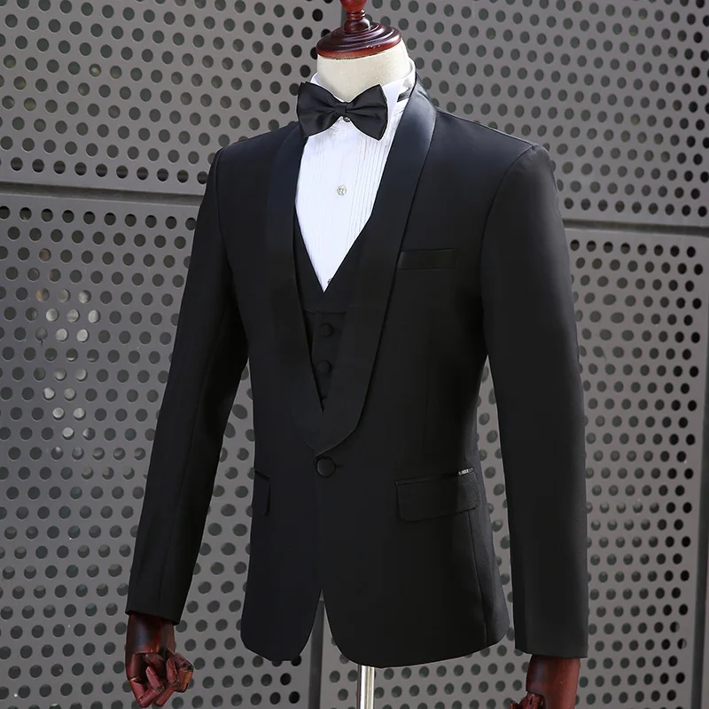 PYJTRL бренд мужской шаль лацкане белый черный Двухсекционный пиджак брюки костюм тонкий Вечеринка сценическое шоу представление мужские костюмы для выпускного вечера