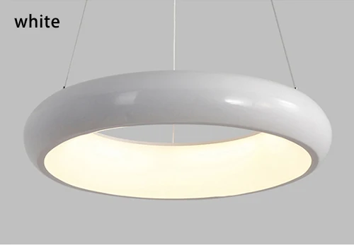 White AC85-265V, круглая подвесная люстра, освещение для столовой, кухни, комнаты, кольца, алюминиевая подвесная люстра, люстра, блеск, плафон, современный - Цвет абажура: White