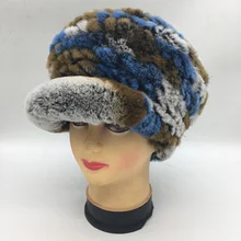 Настоящий мех кролика шляпа женская зимняя теплая мода Девушка Повседневная берет стиль элегантный подарок эластичная