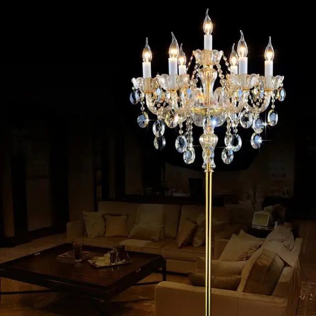7 arms champagne crystal floor lamp modern Led wedding candlestick ... 7 arms champagne crystal floor lamp modern Led wedding candlestick ...