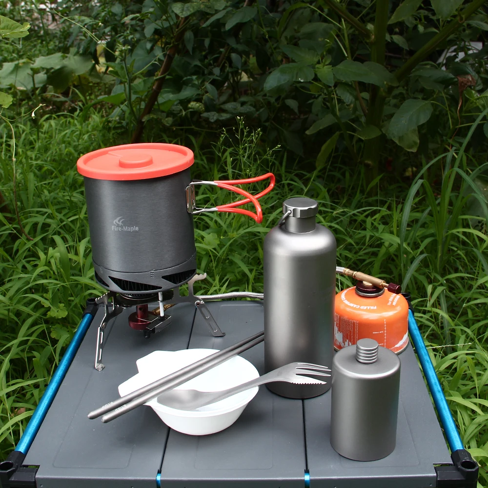 1L XK6 Camping olla calor recoger intercambiador de olla taza Camping Picnic olla con mango plegable de aleación de aluminio