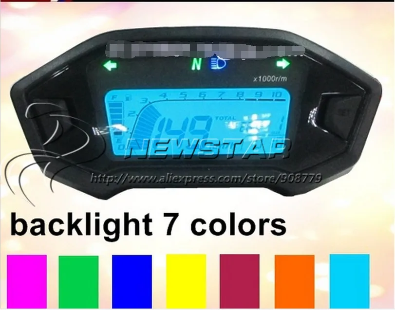 Универсальный мотоцикл lcd цифровой спидометр одометр Регулируемый для любого колеса и strok семь цветов экран регулируемый водонепроницаемый
