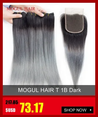 MOGUL волосы T 1B серый розовый 4*4 Кружева Закрытие Омбре человеческие волосы бразильские тела волнистые волосы 10 12 14 дюймов средняя часть