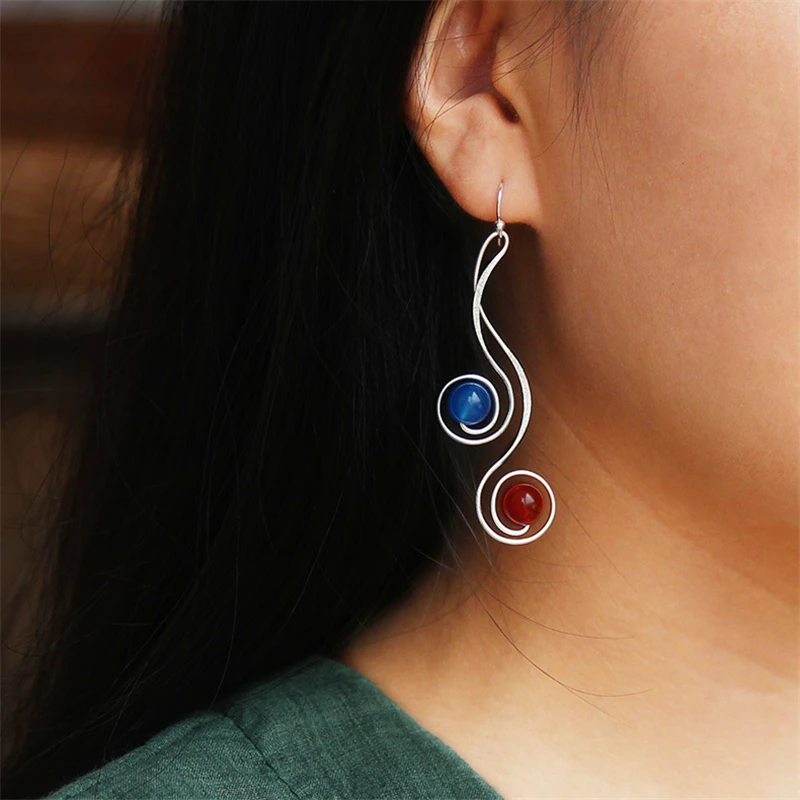 Muduh Collection Real 925 Sterling Silver Natural Creative Handmade Fine Jewelry Elegant Musical Note Dangle Earrings for Women Brincos