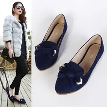 Big size 34-43 Black deep mouth pointed flat Bowtie shoes Woman flat shoes style Fashion Women ballerina flats