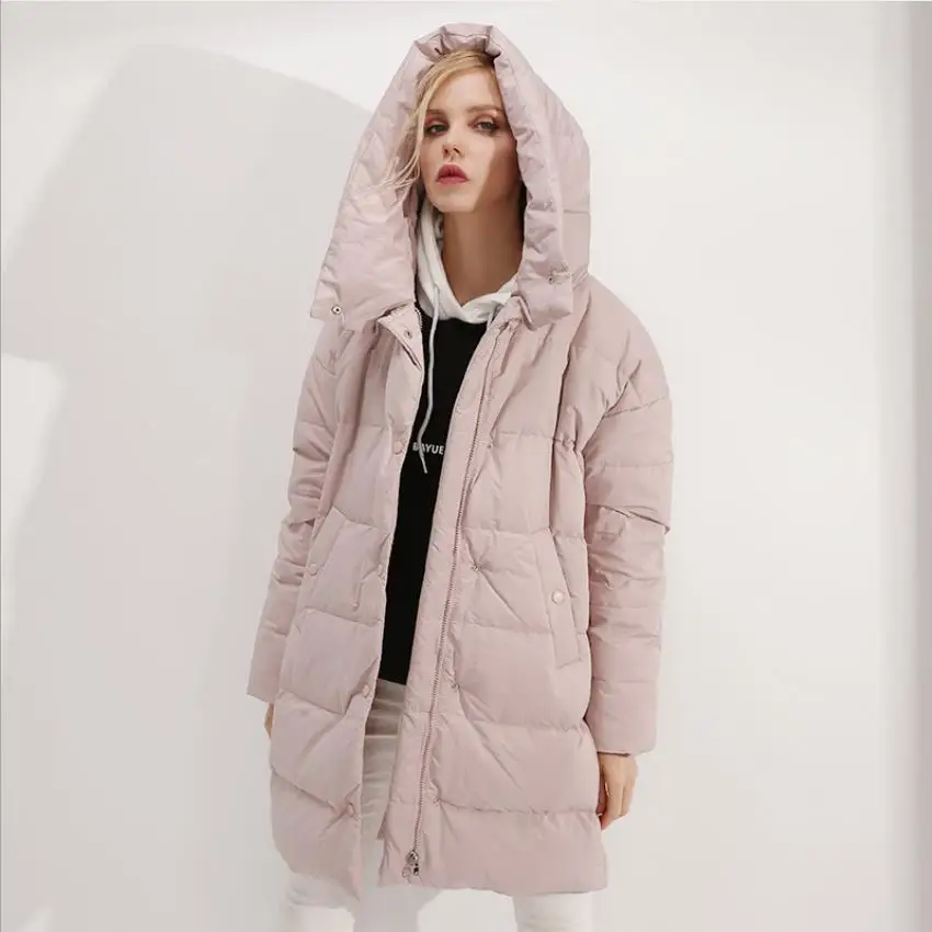 Зимняя Новинка, модный бренд, более толстый пуховик на белом утином пуху, женское утепленное пуховое пальто с капюшоном для холодной погоды, wq2369 - Цвет: light pink