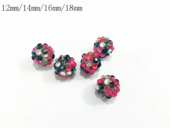 

(Choose Size First) 12mm/14mm/16mm/18mm Hotpink/Clear /Navy Mixed Resin Rhinestone Beads