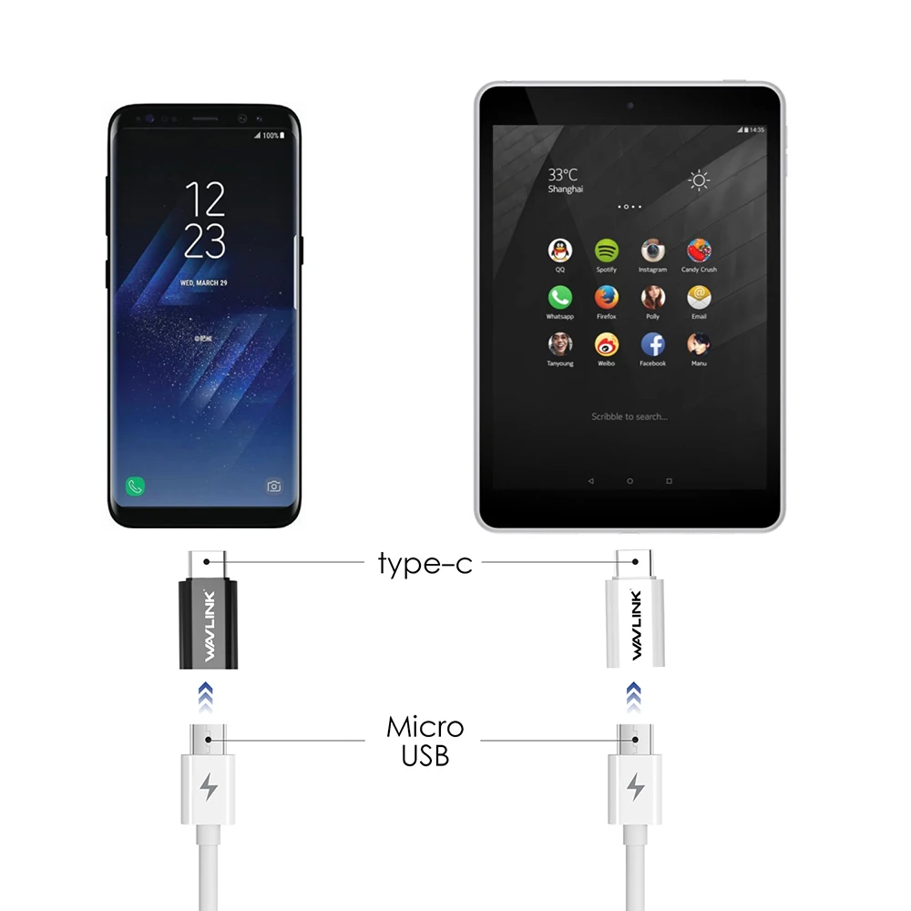 Адаптер Wavlink 4 шт. USB C usb type к Micro OTG переходник с 56 K зарядкой синхронизация данных