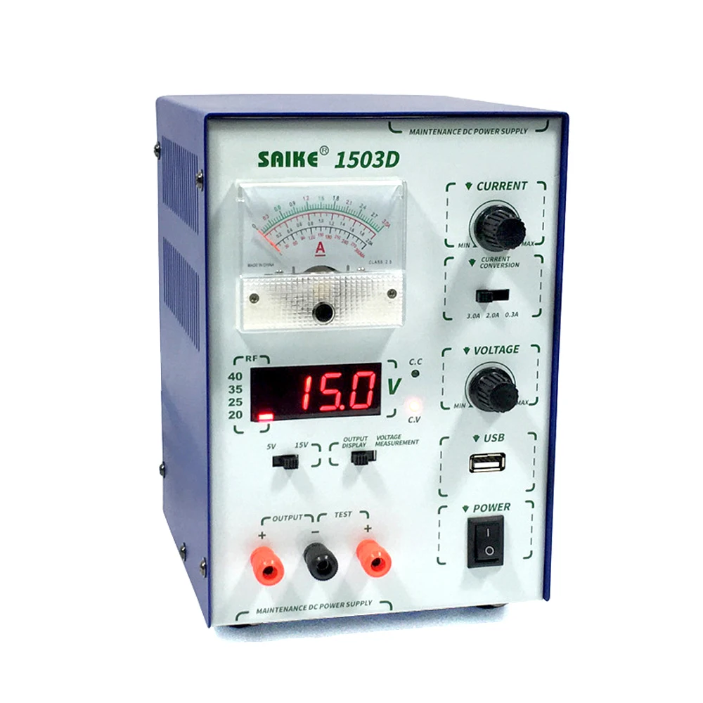 Цифровой дисплей для ремонта телефона SAIKE 1503D 15 В 3 А регулируемый выключатель