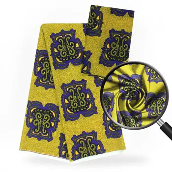 

Layla Digital satin silk with chiffon print wax fabric Nigerian design African wax pattern stretch satin fabric for clothing S18