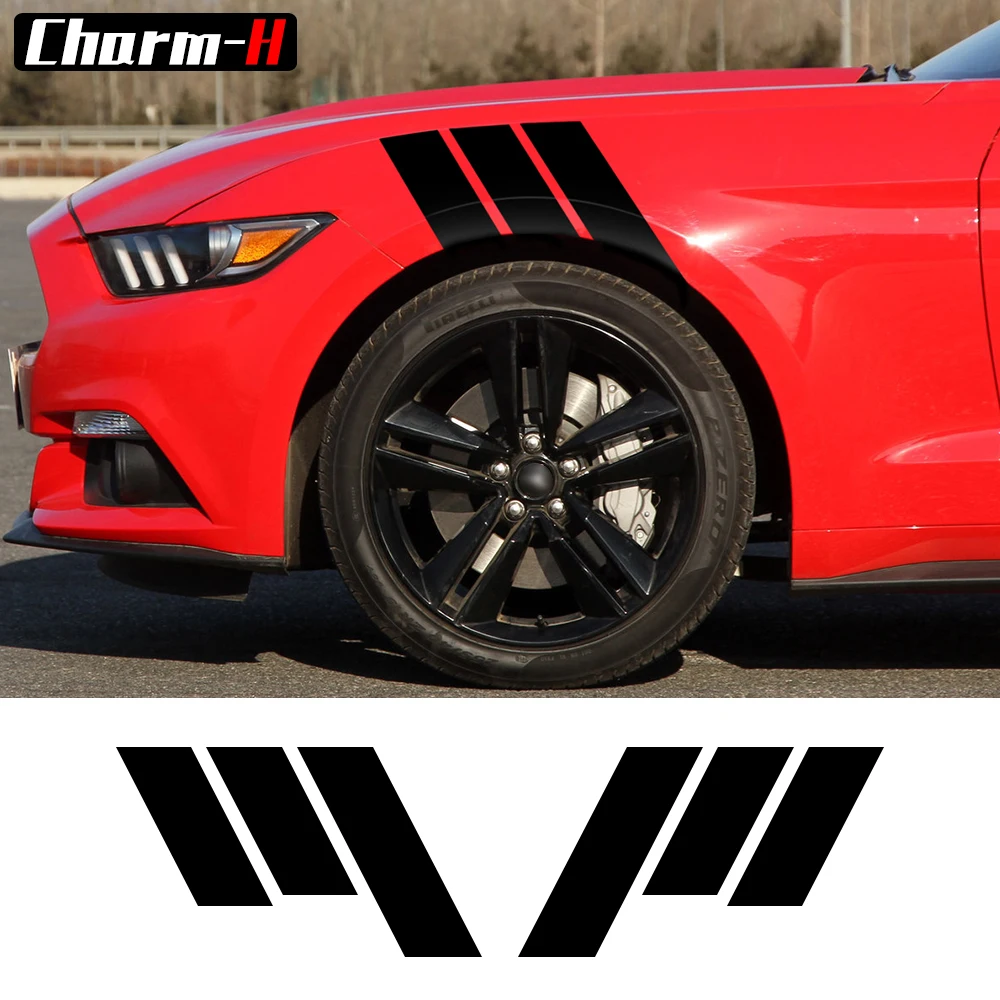 2 шт.. Fender Hash Stripe гоночная графическая наклейка бампер боковой люк s для Ford Mustang