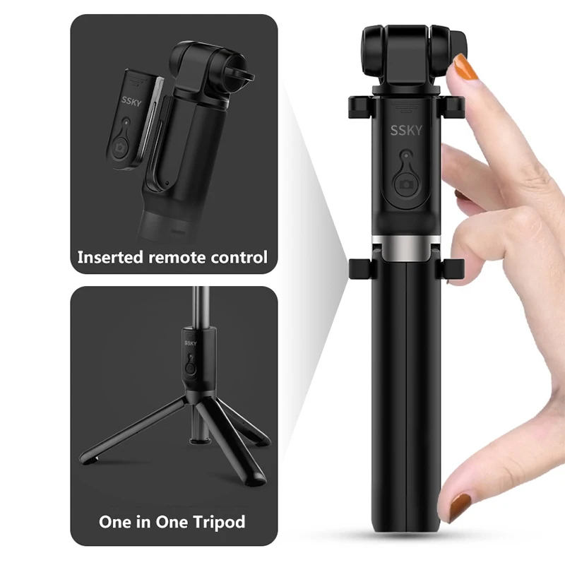 Updated 90cm Selfie stick 3 in 1 Cell Phone Self Stick Tripod Monopod Phone Bluetooth Selfie Stick for iphone xs max samsung s8