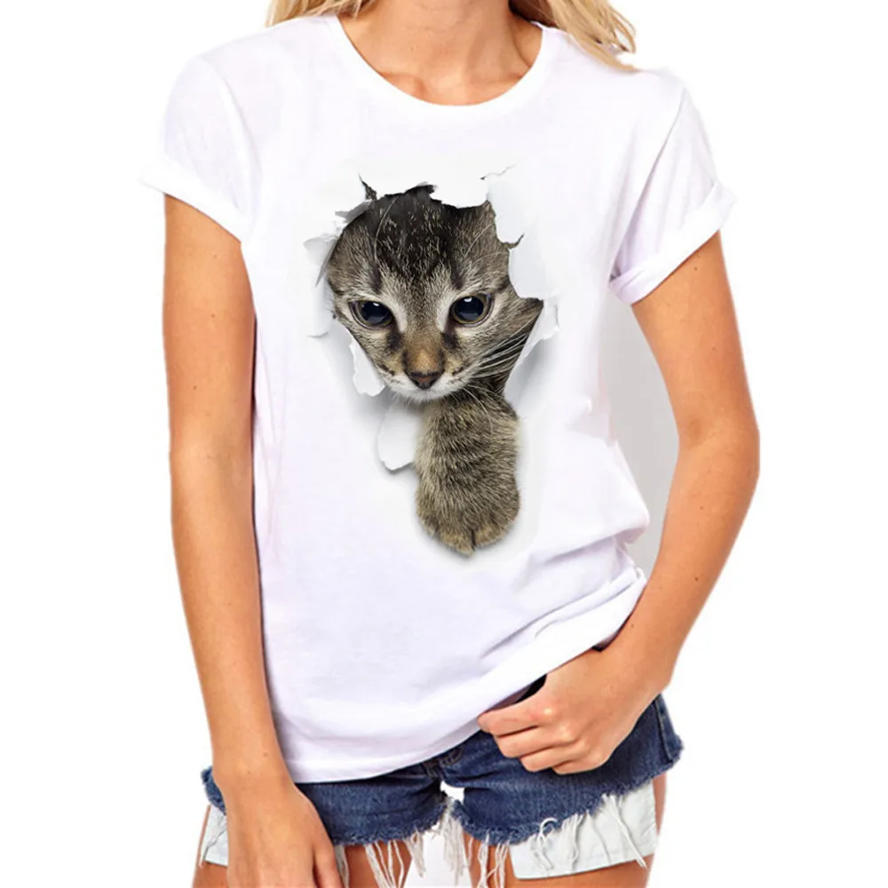 Buy Fashion Design Women Plus Size Cat Printing t