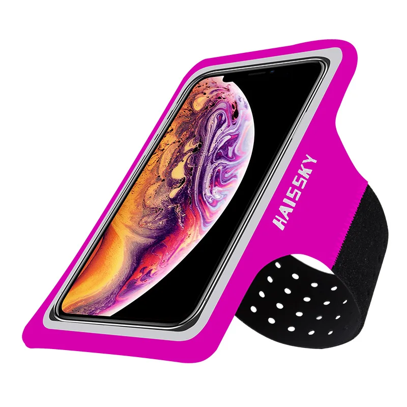 Нарукавная повязка для бега, сумка на запястье для телефона, универсальный чехол для мобильного телефона на руку для езды на велосипеде, водонепроницаемый чехол для iPhone, samsung, Xiaomi - Цвет: Rose Red